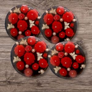 resin rose tea coaster set