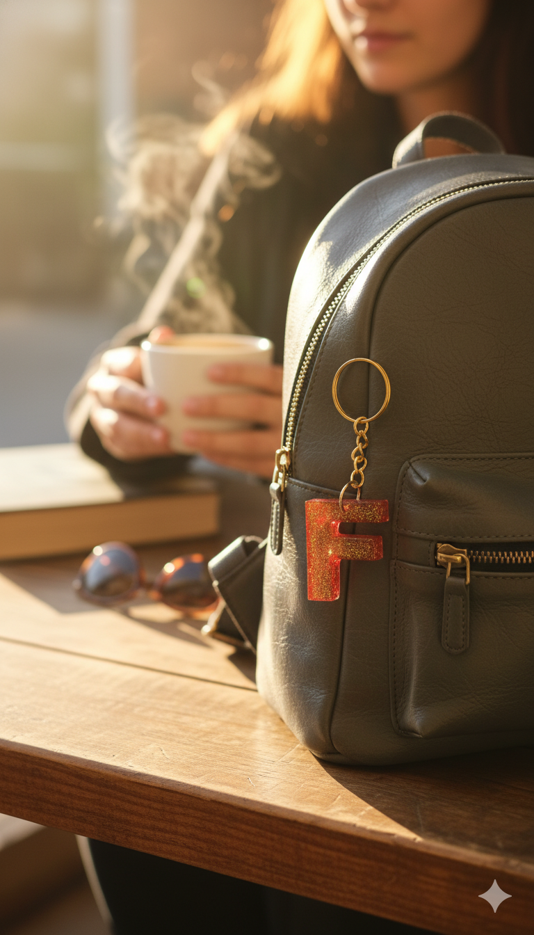 Premium Handmade Resin Alphabet "F for Fantastic" Keychain